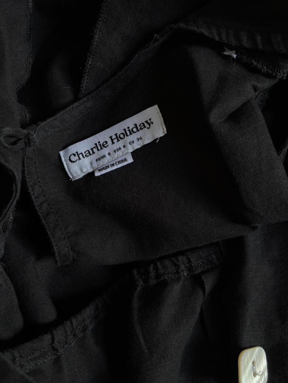 Charlie Holiday Black Linen Blend Dress - Picture 7 of 8
